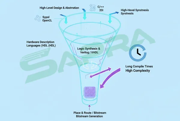 . FPGA Development Complexity Funnel (from High-Level to Bitstream)