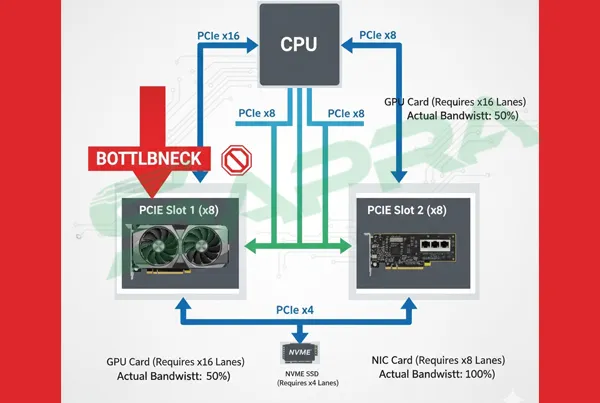 PCIe Lane Allocation Diagram and Bottleneck Visualization