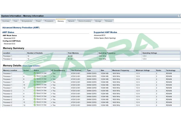 HPE iLO Memory Settings